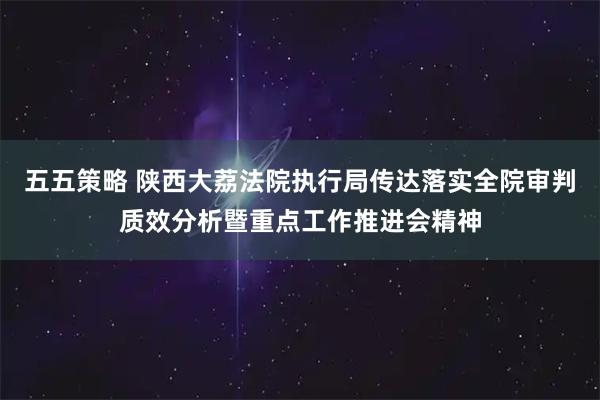五五策略 陕西大荔法院执行局传达落实全院审判质效分析暨重点工作推进会精神